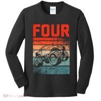 4 Year Old 4th Birthday Monster Truck Kids Long Sleeve Shirt thumb 0