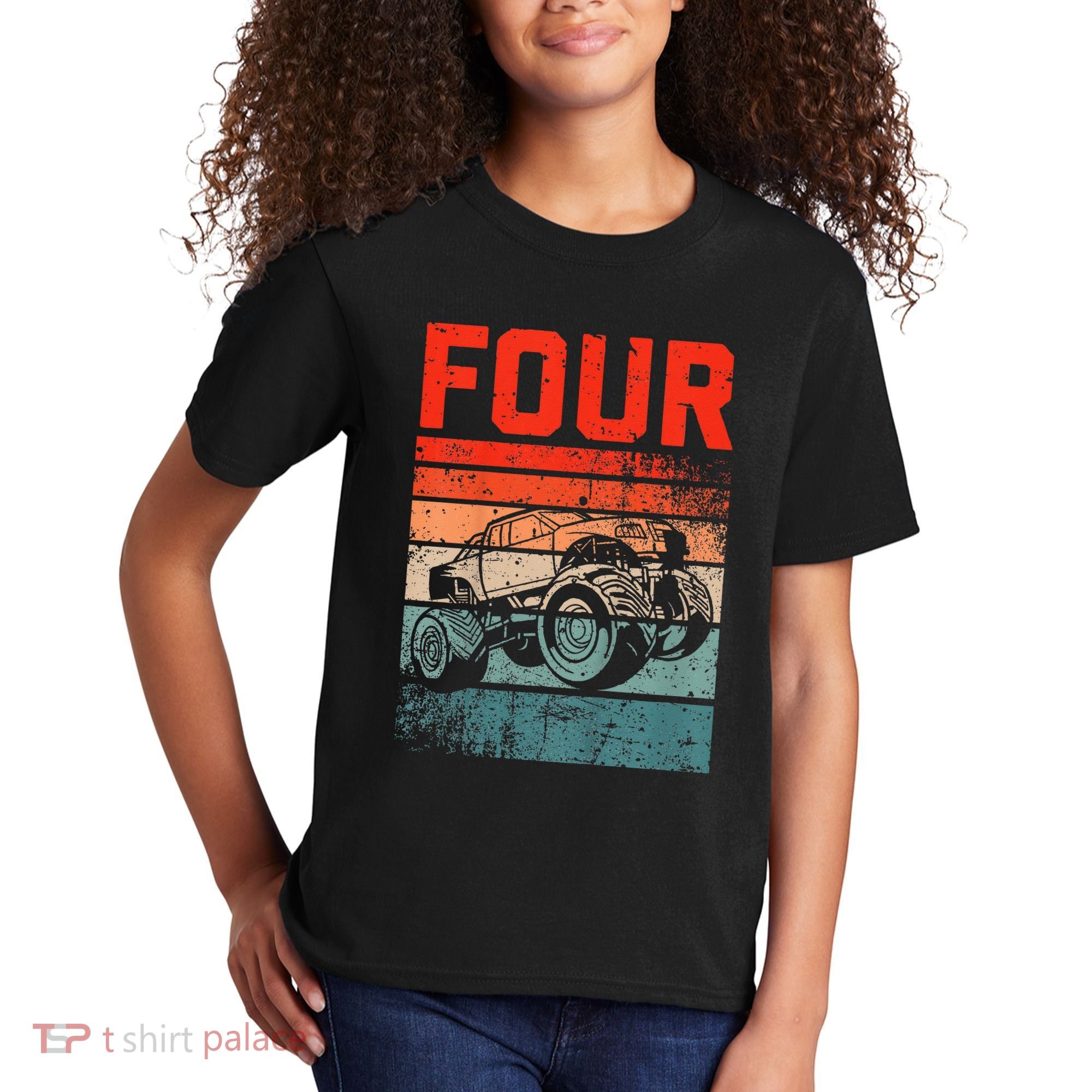 4 Year Old 4th Birthday Monster Truck Kids T-Shirt