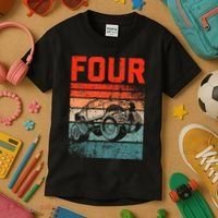 4 Year Old 4th Birthday Monster Truck Kids T-Shirt thumb 3