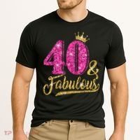 40 Years Old Gift 40 & Fabulous 40th Birthday Pink Crown Cooling Performance Crew T-Shirt thumb 2