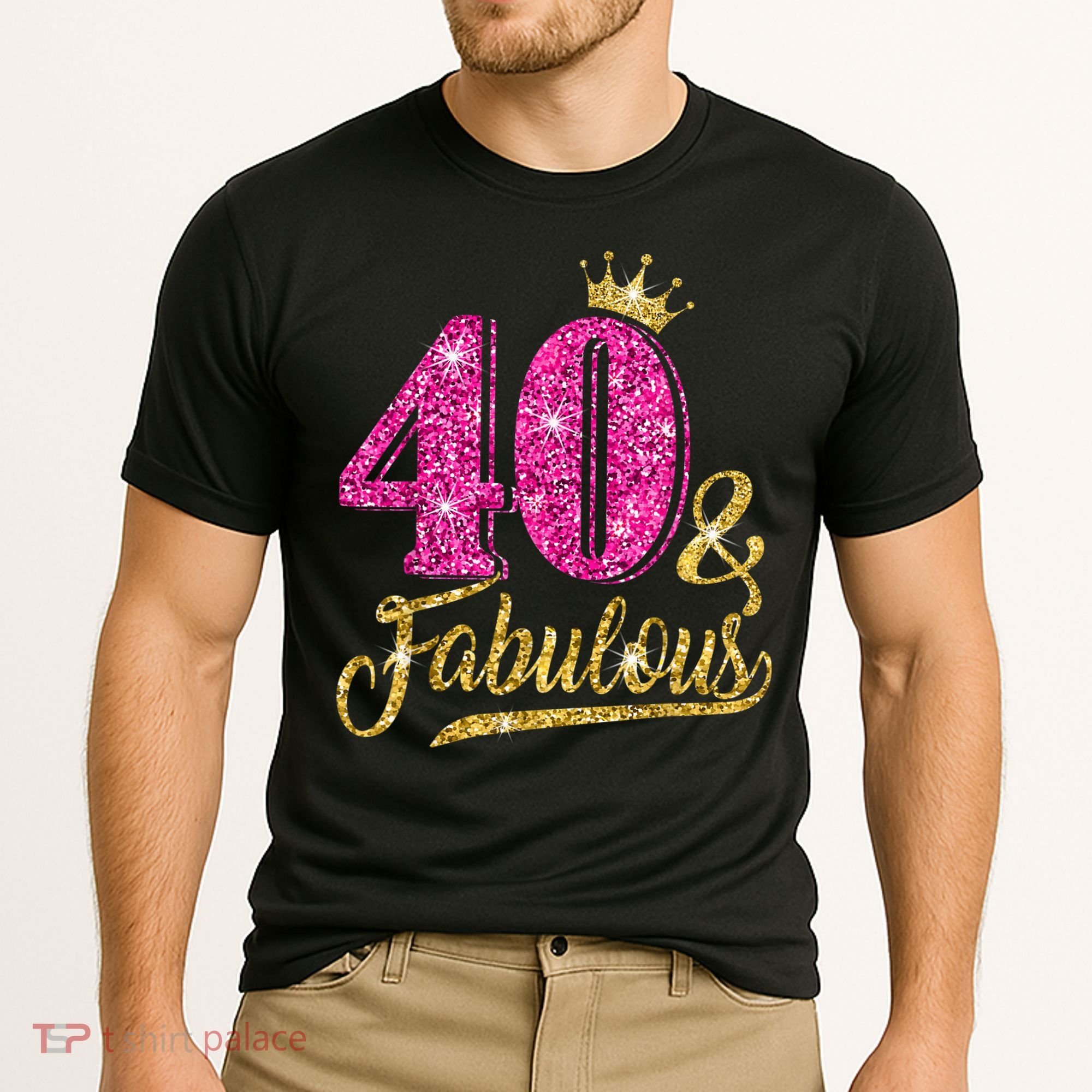 40 Years Old Gift 40 & Fabulous 40th Birthday Pink Crown Cooling Performance Crew T-Shirt