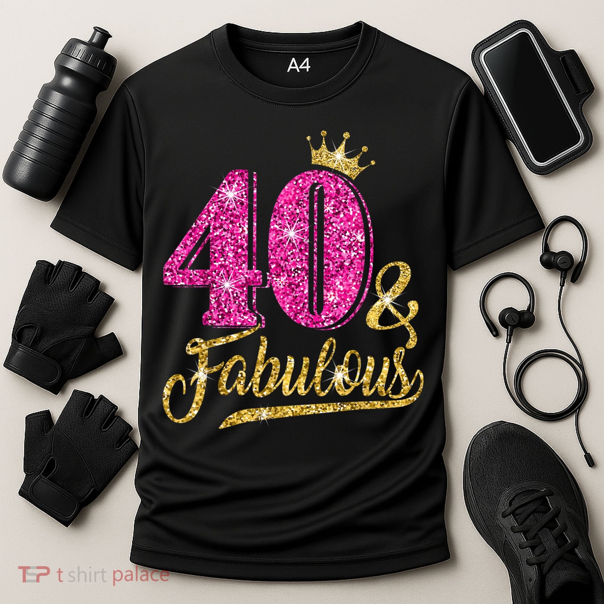 40 Years Old Gift 40 & Fabulous 40th Birthday Pink Crown Cooling Performance Crew T-Shirt