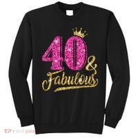 40 Years Old Gift 40 & Fabulous 40th Birthday Pink Crown Sweatshirt thumb 0