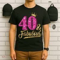 40 Years Old Gift 40 & Fabulous 40th Birthday Pink Crown T-Shirt thumb 6