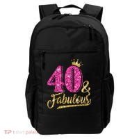 40 Years Old Gift 40 & Fabulous 40th Birthday Pink Crown Backpack thumb 0