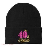 40 Years Old Gift 40 & Fabulous 40th Birthday Pink Crown Beanie thumb 0