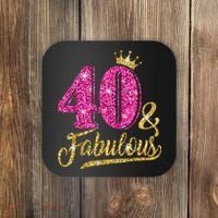 40 Years Old Gift 40 & Fabulous 40th Birthday Pink Crown Coaster thumb 0
