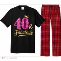 40 Years Old Gift 40 & Fabulous 40th Birthday Pink Crown Pajama Set thumb 0