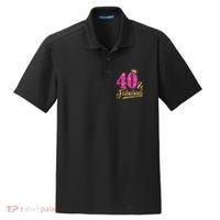 40 Years Old Gift 40 & Fabulous 40th Birthday Pink Crown Dry Zone Grid Polo thumb 0