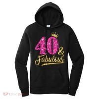 40 Years Old Gift 40 & Fabulous 40th Birthday Pink Crown Women's Hoodie thumb 0