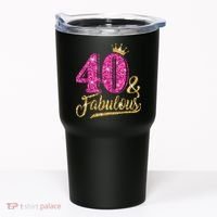 40 Years Old Gift 40 & Fabulous 40th Birthday Pink Crown Tumbler thumb 0