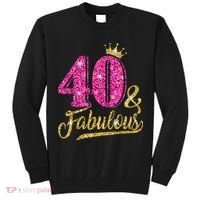 40 Years Old Gift 40 & Fabulous 40th Birthday Pink Crown Tall Sweatshirt thumb 0