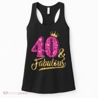 40 Years Old Gift 40 & Fabulous 40th Birthday Pink Crown Women's Tank Top thumb 0