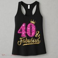 40 Years Old Gift 40 & Fabulous 40th Birthday Pink Crown Women's Tank Top thumb 3