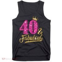 40 Years Old Gift 40 & Fabulous 40th Birthday Pink Crown Tank Top thumb 0