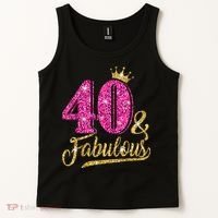 40 Years Old Gift 40 & Fabulous 40th Birthday Pink Crown Tank Top thumb 2