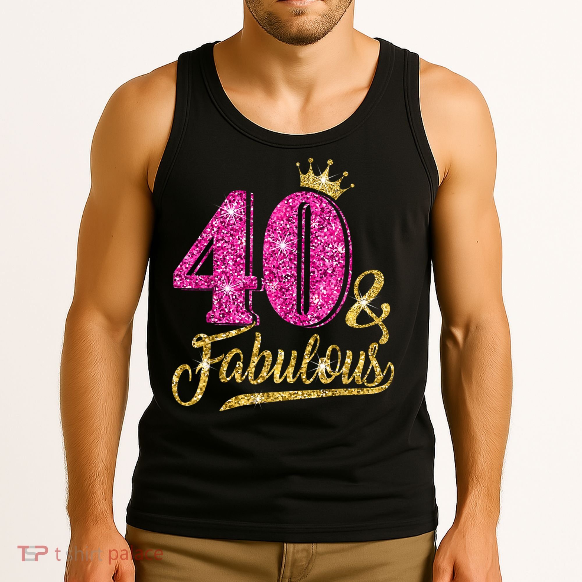 40 Years Old Gift 40 & Fabulous 40th Birthday Pink Crown Tank Top