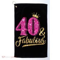 40 Years Old Gift 40 & Fabulous 40th Birthday Pink Crown Golf Towel thumb 0