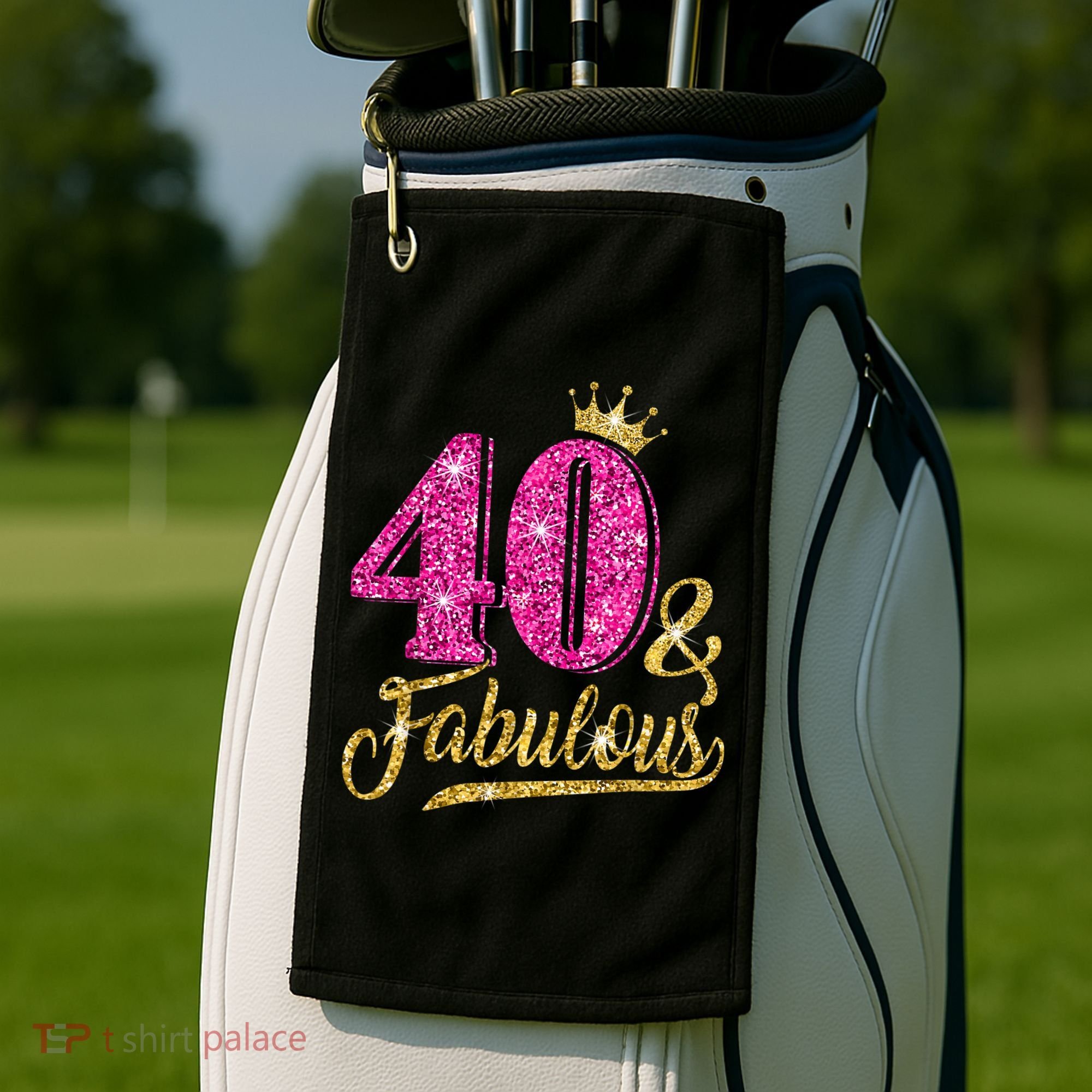 40 Years Old Gift 40 & Fabulous 40th Birthday Pink Crown Golf Towel