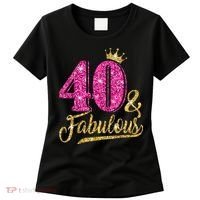 40 Years Old Gift 40 & Fabulous 40th Birthday Pink Crown Women's T-Shirt thumb 0