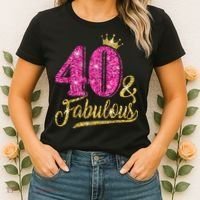 40 Years Old Gift 40 & Fabulous 40th Birthday Pink Crown Women's T-Shirt thumb 2
