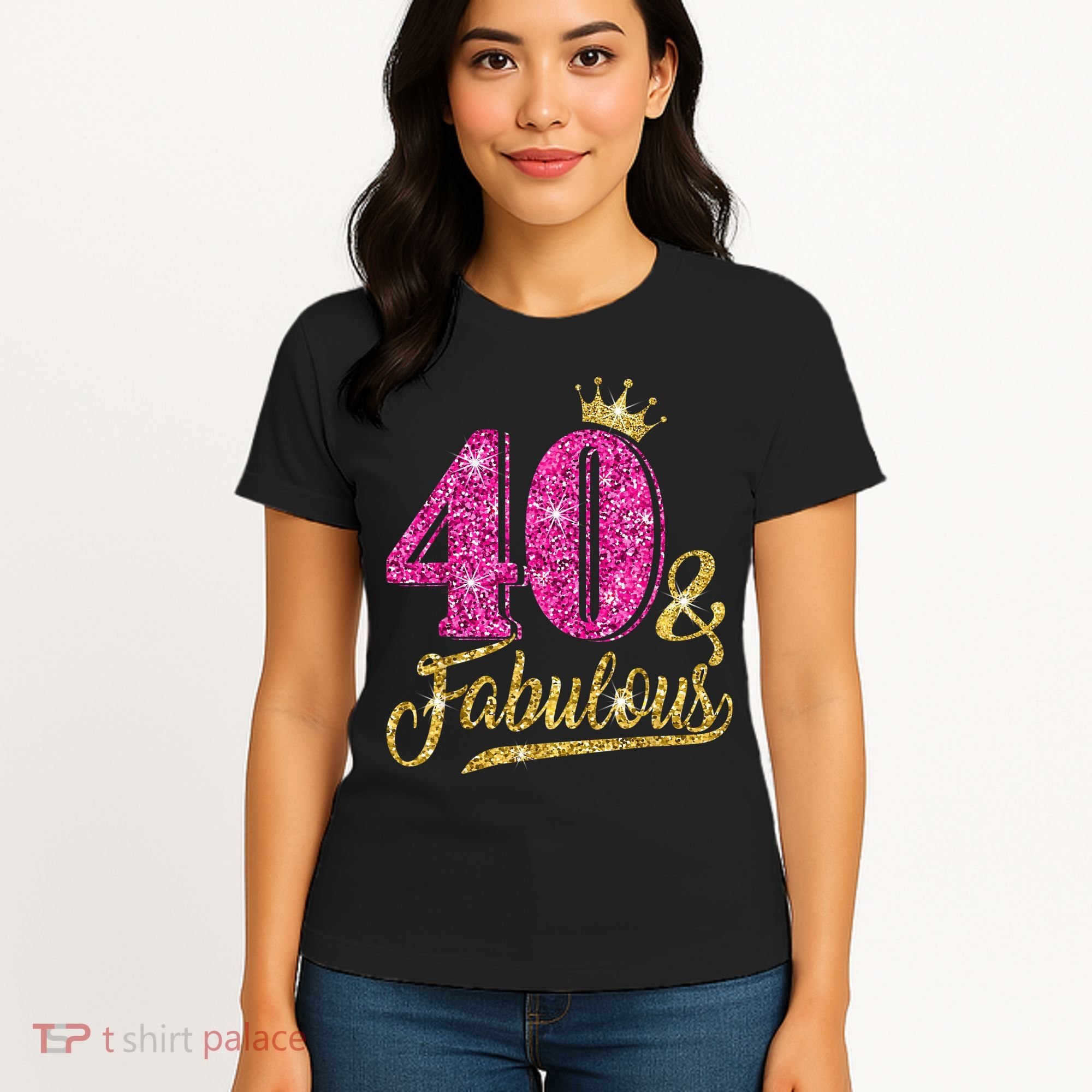 40 Years Old Gift 40 & Fabulous 40th Birthday Pink Crown Women's T-Shirt