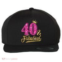 40 Years Old Gift 40 & Fabulous 40th Birthday Pink Crown Wool Snapback Cap thumb 0