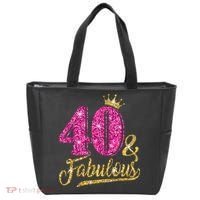 40 Years Old Gift 40 & Fabulous 40th Birthday Pink Crown Tote Bag thumb 0