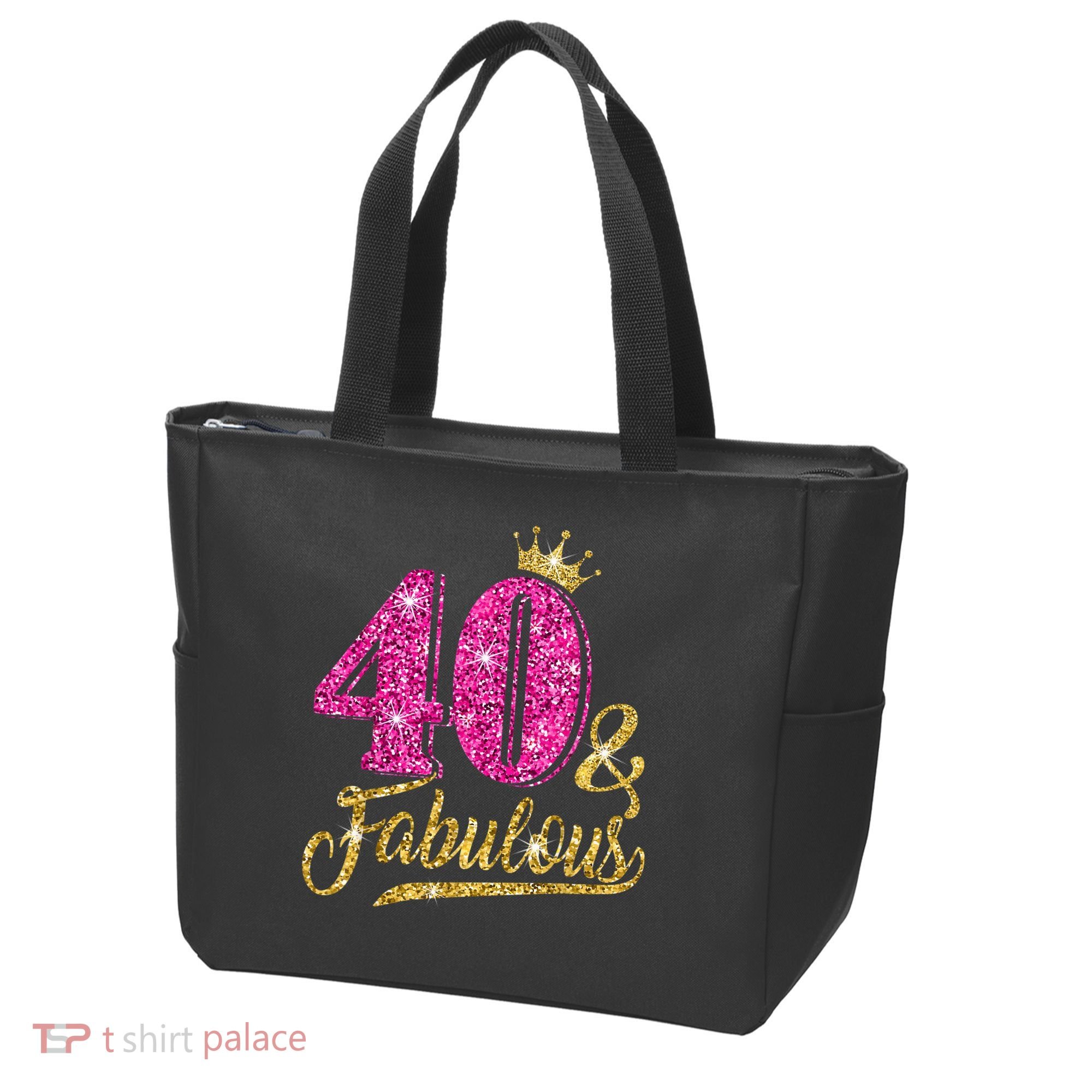 40 Years Old Gift 40 & Fabulous 40th Birthday Pink Crown Tote Bag