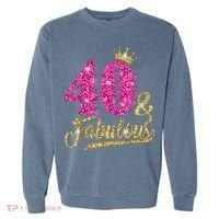 40 Years Old Gift 40 & Fabulous 40th Birthday Pink Crown Garment-Dyed Sweatshirt thumb 0