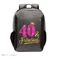 40 Years Old Gift 40 & Fabulous 40th Birthday Pink Crown Vector Backpack thumb 0