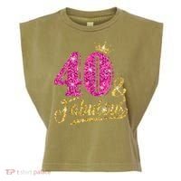 40 Years Old Gift 40 & Fabulous 40th Birthday Pink Crown Garment-Dyed Women's Muscle Tee thumb 0