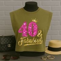 40 Years Old Gift 40 & Fabulous 40th Birthday Pink Crown Garment-Dyed Women's Muscle Tee thumb 3