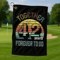 42nd Years Wedding Anniversary Gifts For Couples Matching 42 Golf Towel thumb 1