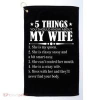 5 Things You Should Know About My Wife Funny Golf Towel thumb 0