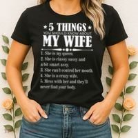 5 Things You Should Know About My Wife Funny Women's T-Shirt thumb 2