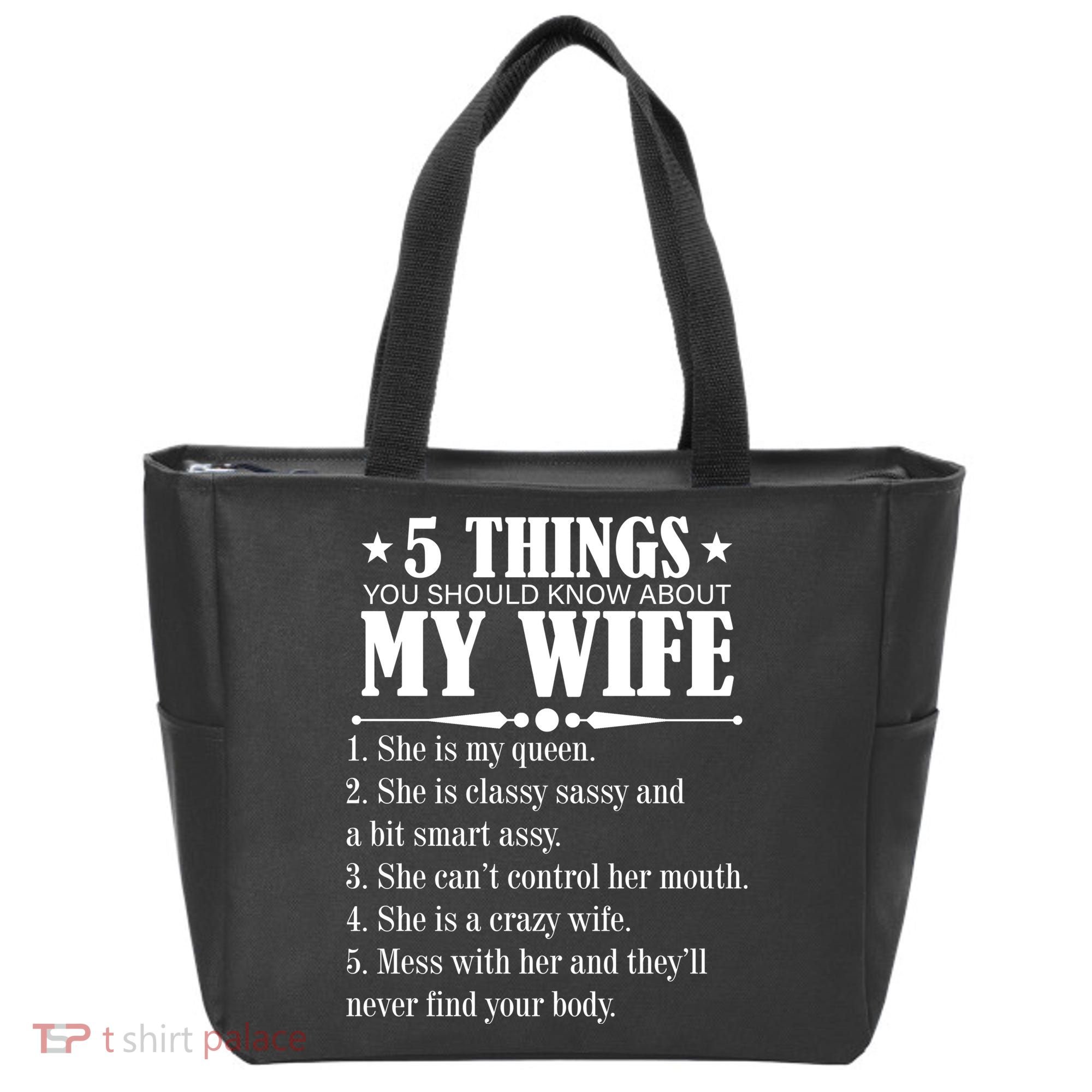 5 Things You Should Know About My Wife Funny Tote Bag