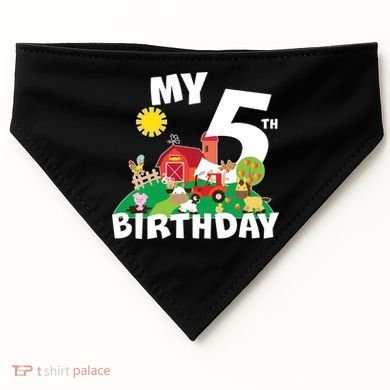 5 Year Old Farm My 5th Birthday USA-Made Doggie Bandana