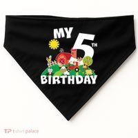 5 Year Old Farm My 5th Birthday USA-Made Doggie Bandana thumb 0