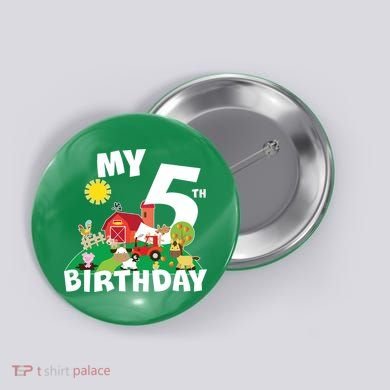 5 Year Old Farm My 5th Birthday Button