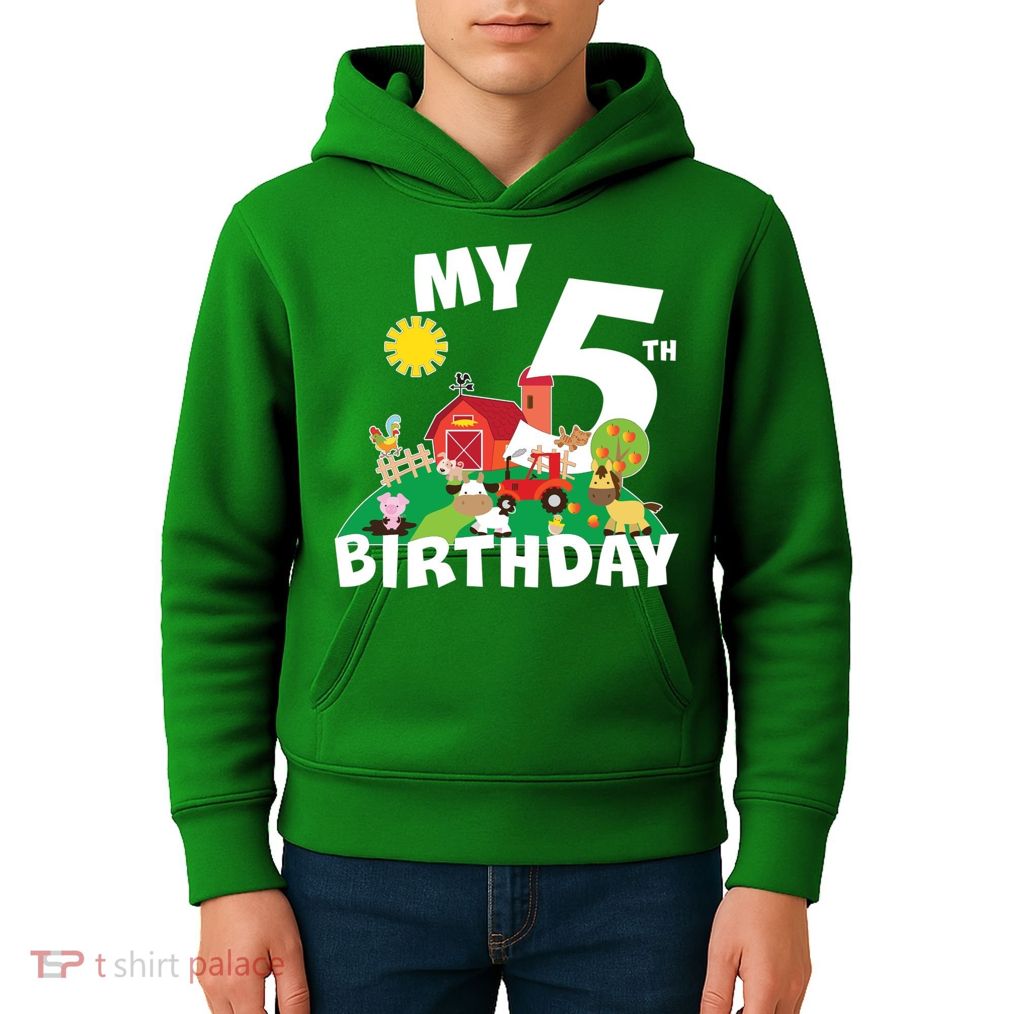 5 Year Old Farm My 5th Birthday Kids Hoodie