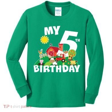 5 Year Old Farm My 5th Birthday Kids Long Sleeve Shirt
