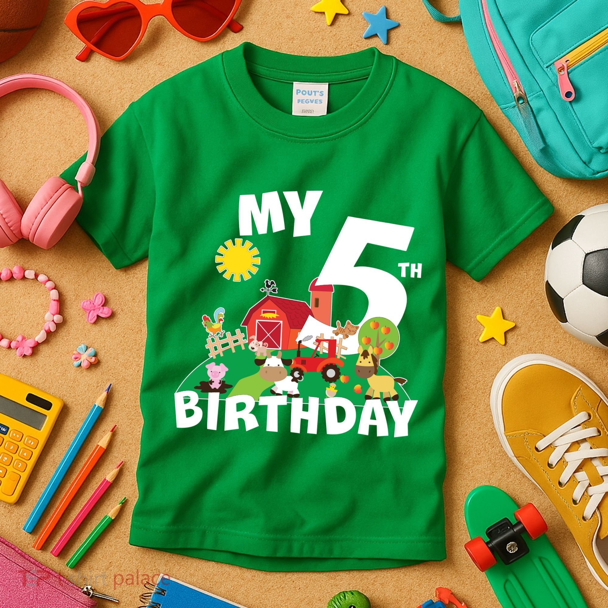 5 Year Old Farm My 5th Birthday Kids T-Shirt