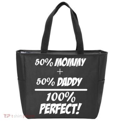 50 Mommy Plus 50 Daddy Equals 100 Percent Perfect Tote Bag