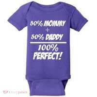 50 Mommy Plus 50 Daddy Equals 100 Percent Perfect Baby Bodysuit thumb 0