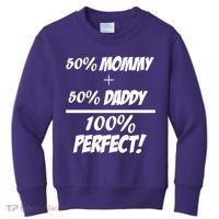50 Mommy Plus 50 Daddy Equals 100 Percent Perfect Kids Sweatshirt thumb 0