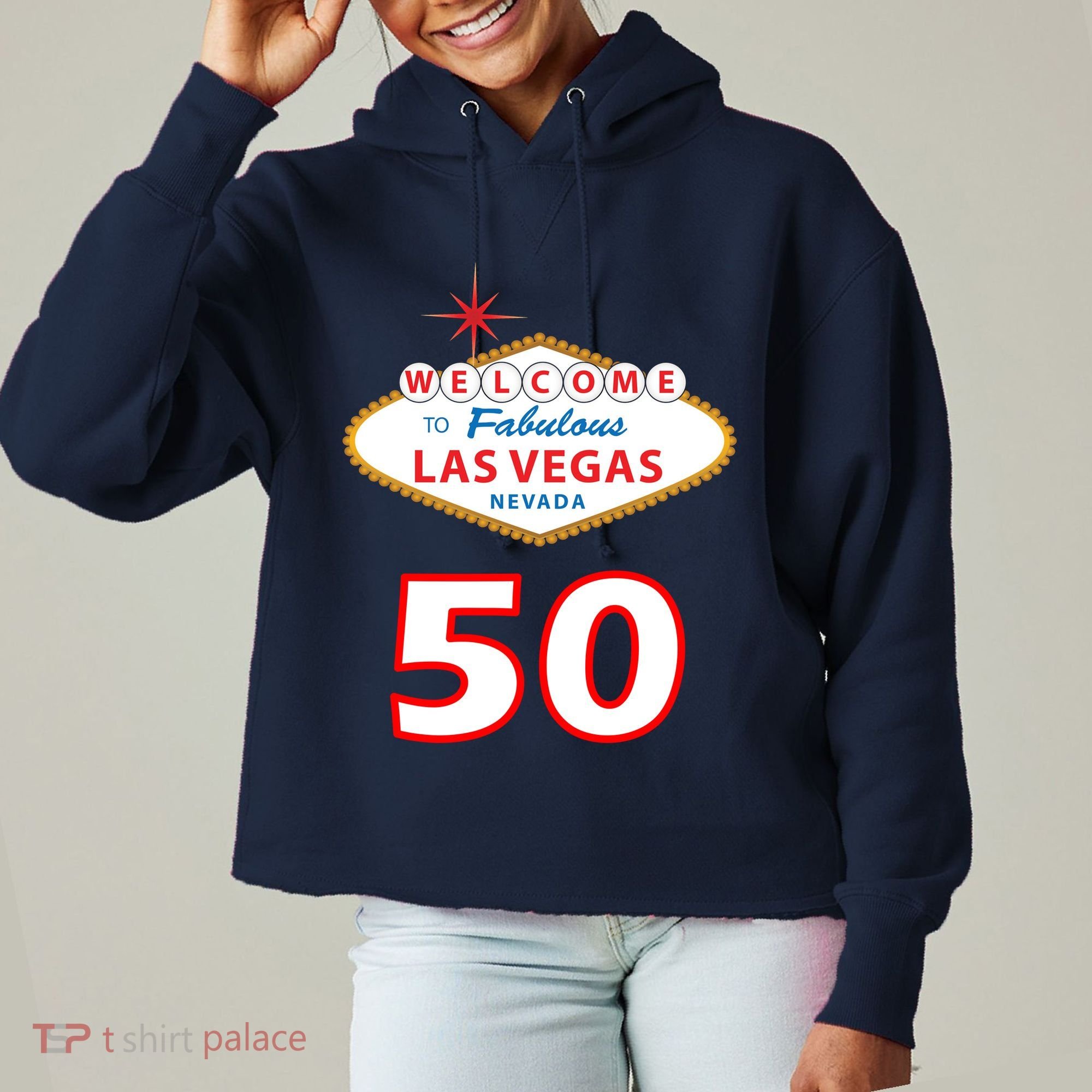 50 Years Old In Vegas - 50th Birthday Ladies Heavyweight Boxy Pullover Hoodie