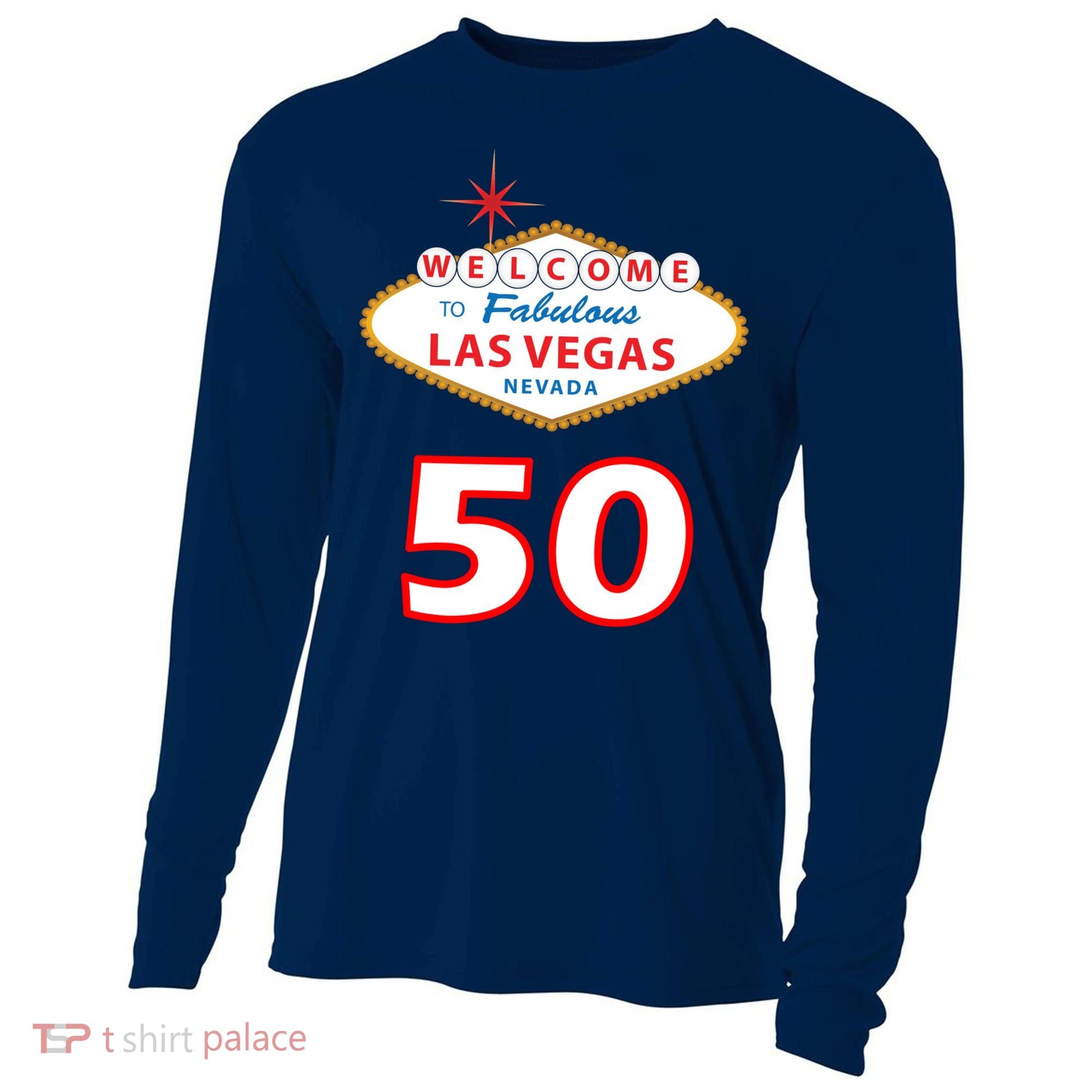 50 Years Old In Vegas - 50th Birthday Cooling Performance Long Sleeve Crew