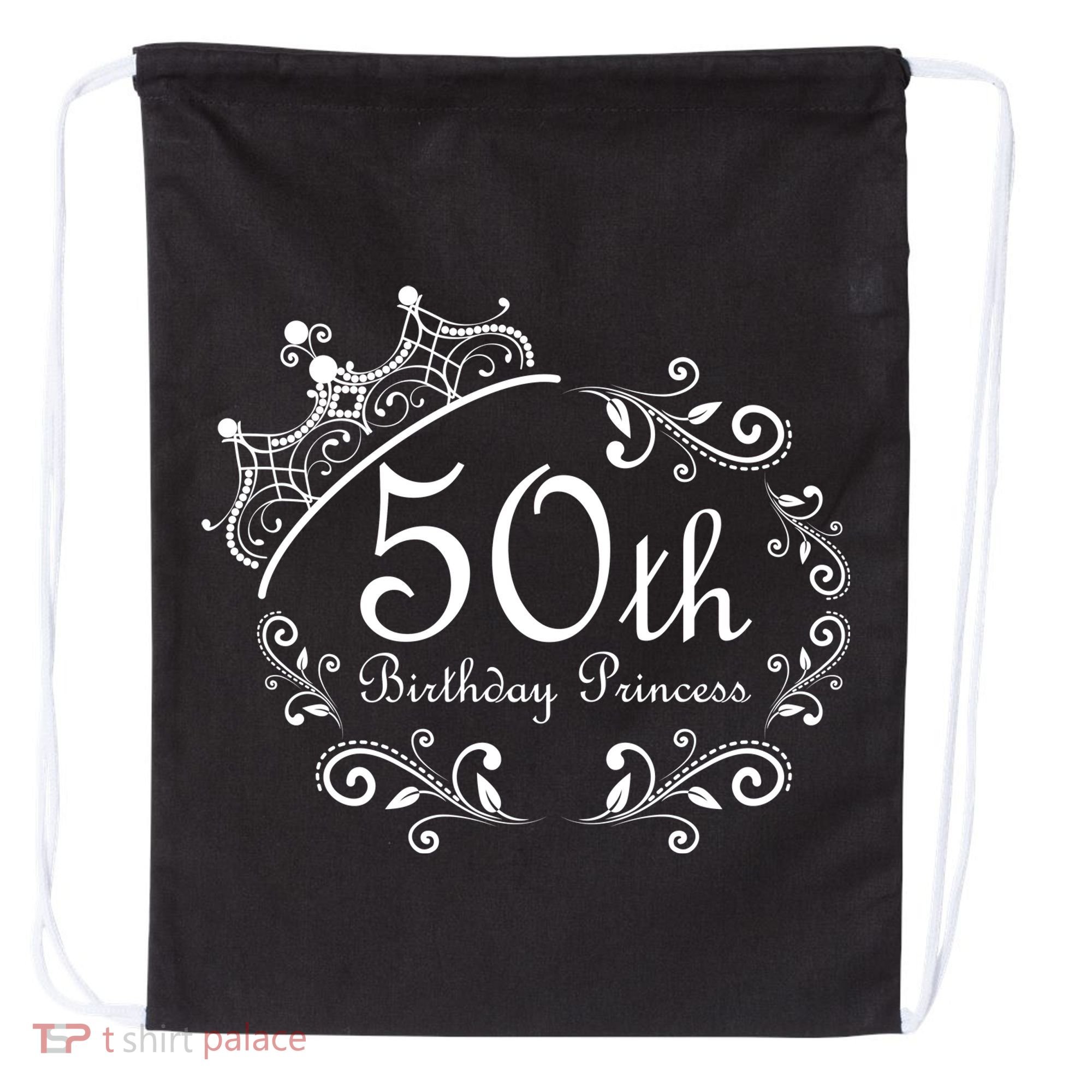 50th Birthday Princess Drawstring Bag
