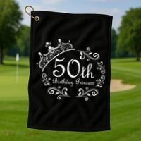 50th Birthday Princess Golf Towel thumb 1
